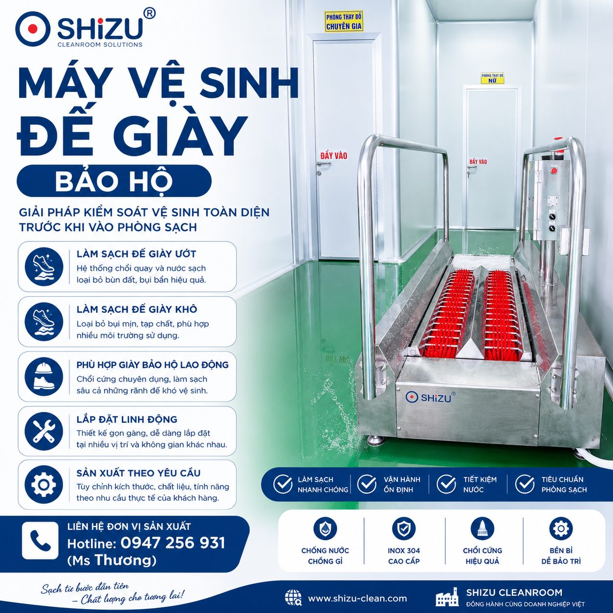 Máy vệ sinh đế giày khô hay ướt? Cách chọn theo ngành và lưu lượng