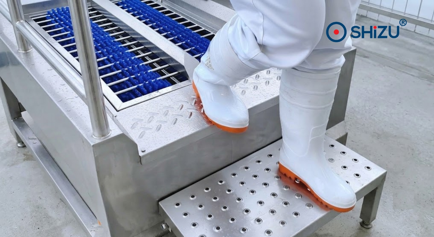 Kiểm soát đế giày đi vào khu vực sản xuất trong nhà máy