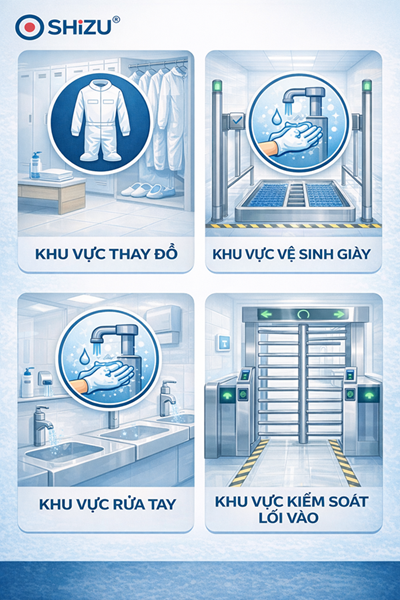 Khu vực sạch và bẩn trong Phòng sạch SHiZU