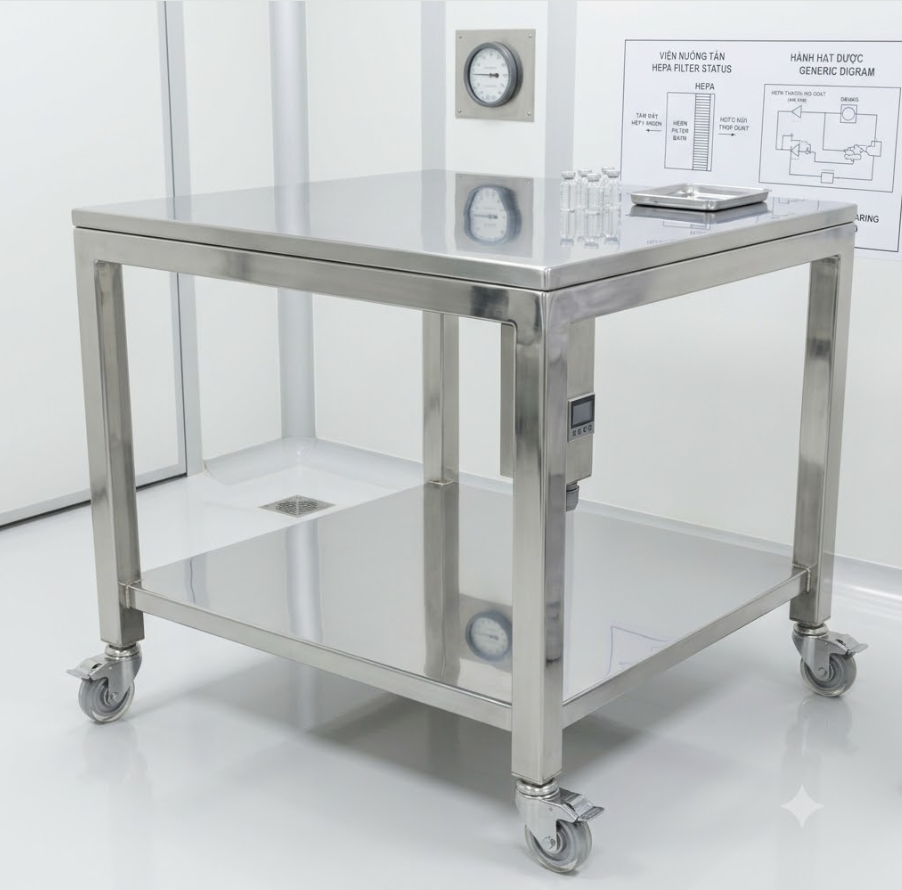 Bàn Inox 2 tầng phòng sạch