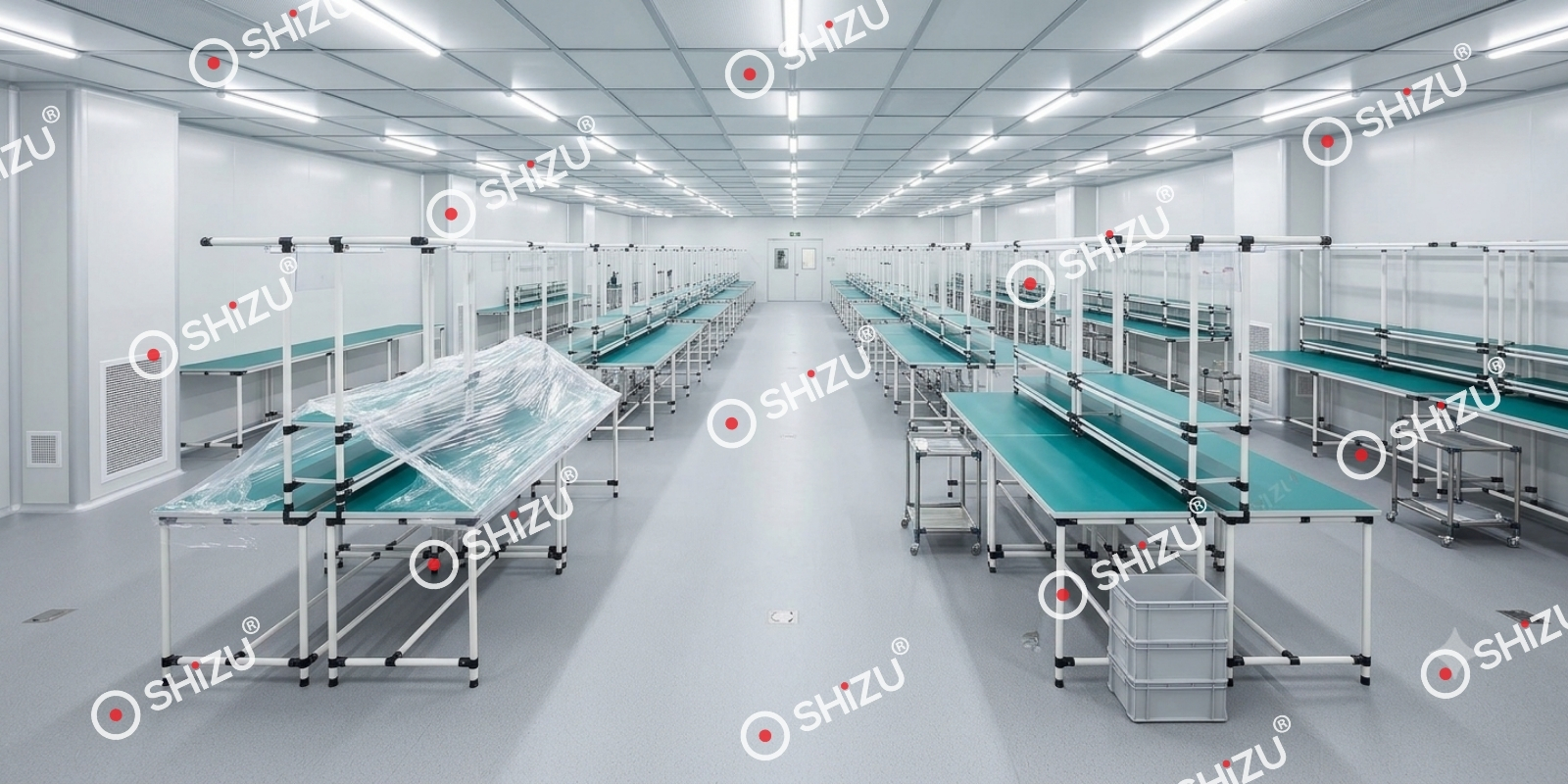 Bàn thao tác chống tĩnh điện Phòng sạch lắp ráp bằng ống khớp kim loại | SHiZU CLEANROOM
