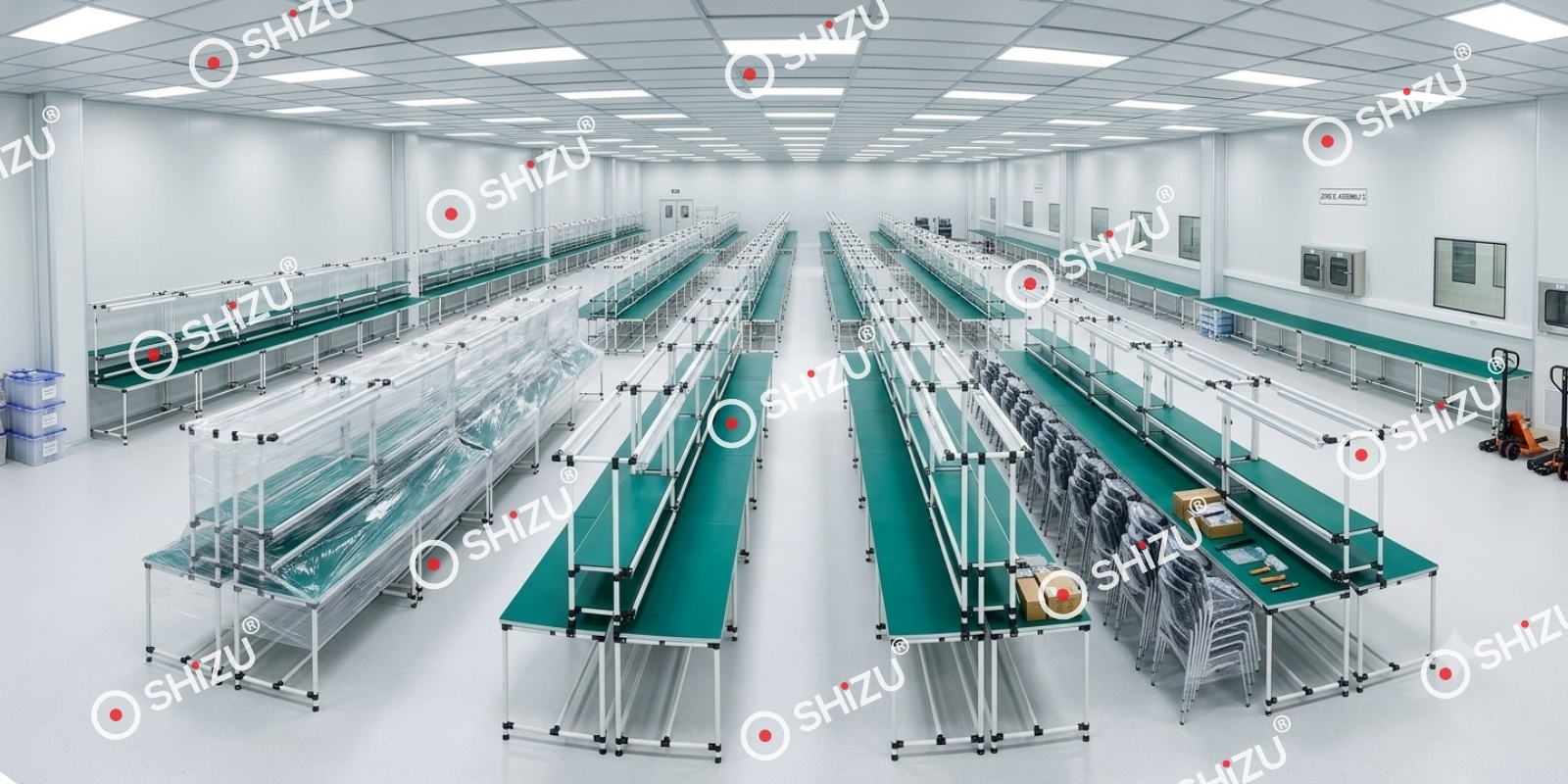 Bàn thao tác chống tĩnh điện Phòng sạch lắp ráp bằng ống khớp kim loại | SHiZU CLEANROOM