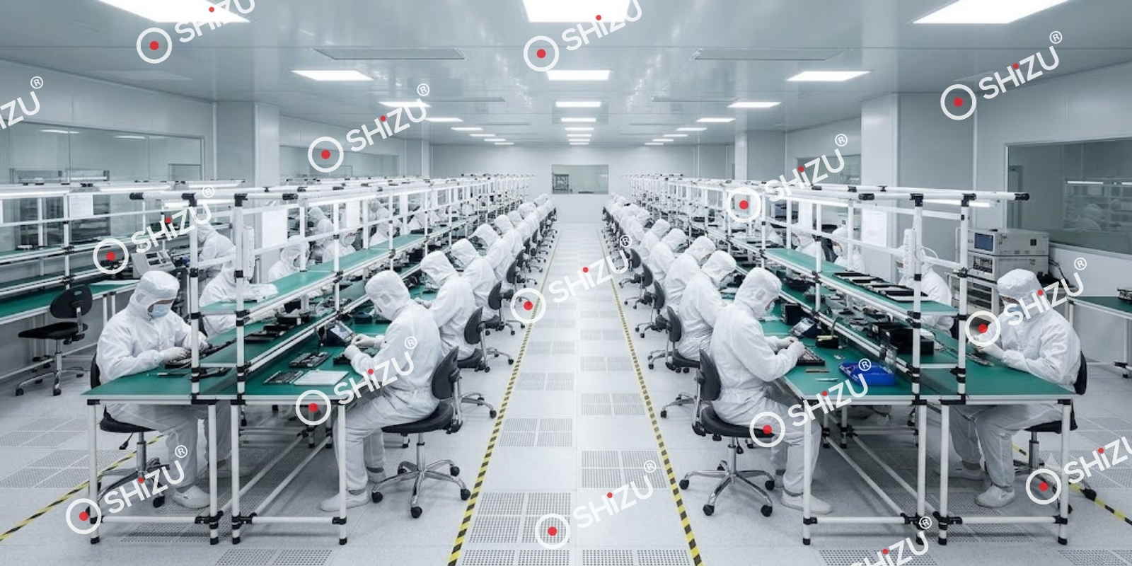Bàn thao tác chống tĩnh điện đôi 2 mặt làm việc | SHiZU CLEANROOM