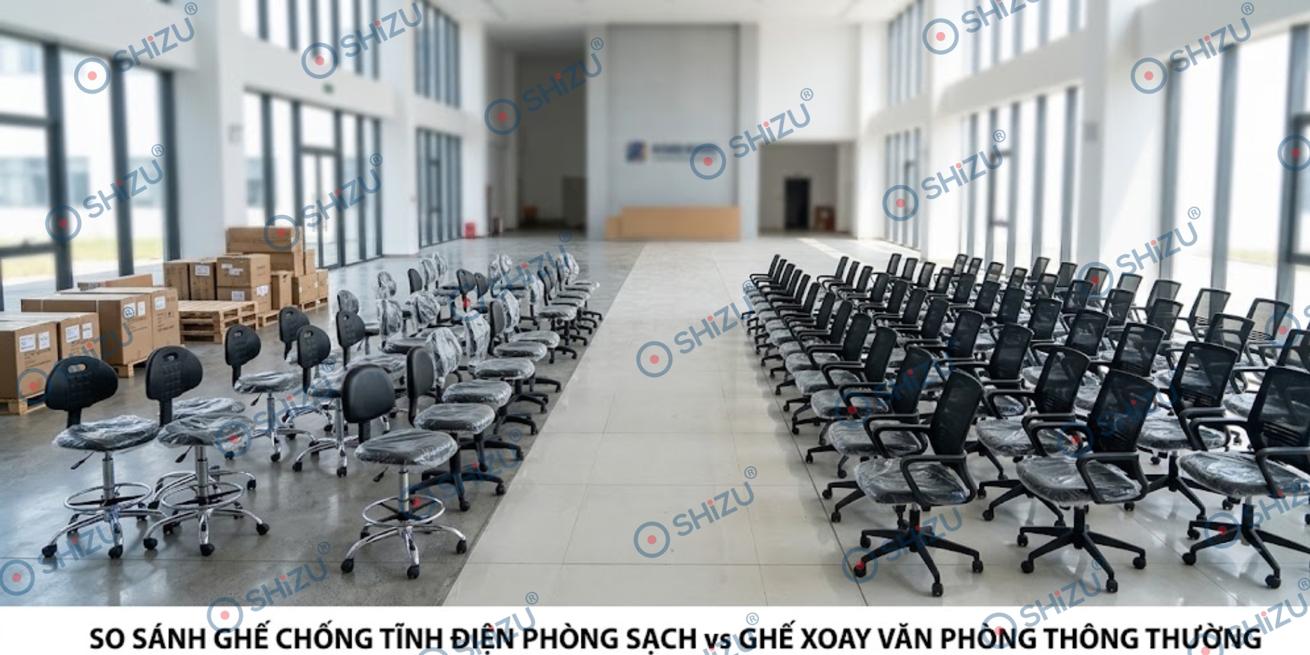 So sánh ghế chống tĩnh điện phòng sạch với ghế xoay văn phòng thông thường
