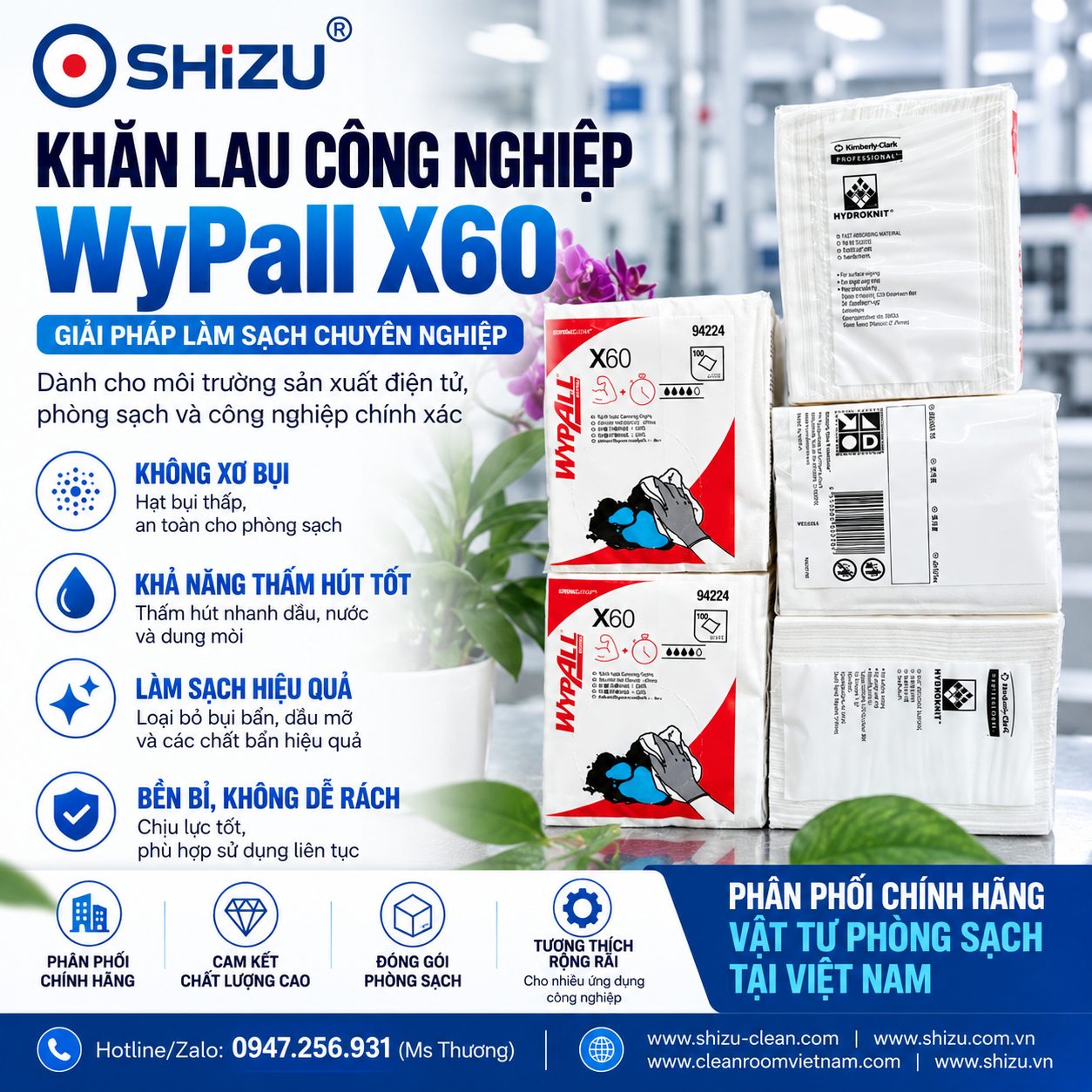 WypAll X60 Kimberly-Clark - giấy lau thấm dầu công nghiệp