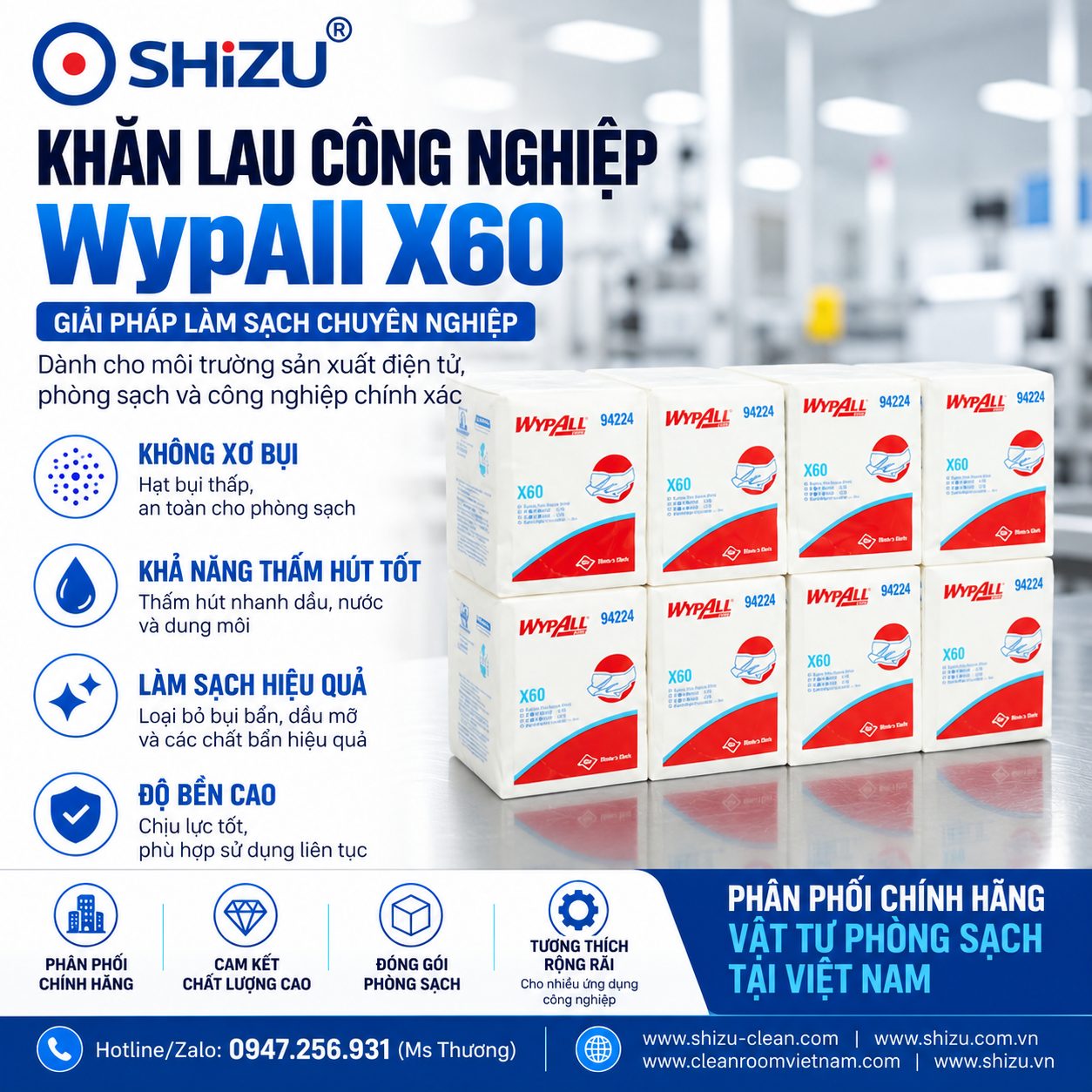 Giấy thấm dầu WypAll X60 trong bộ ảnh giới thiệu SHiZU