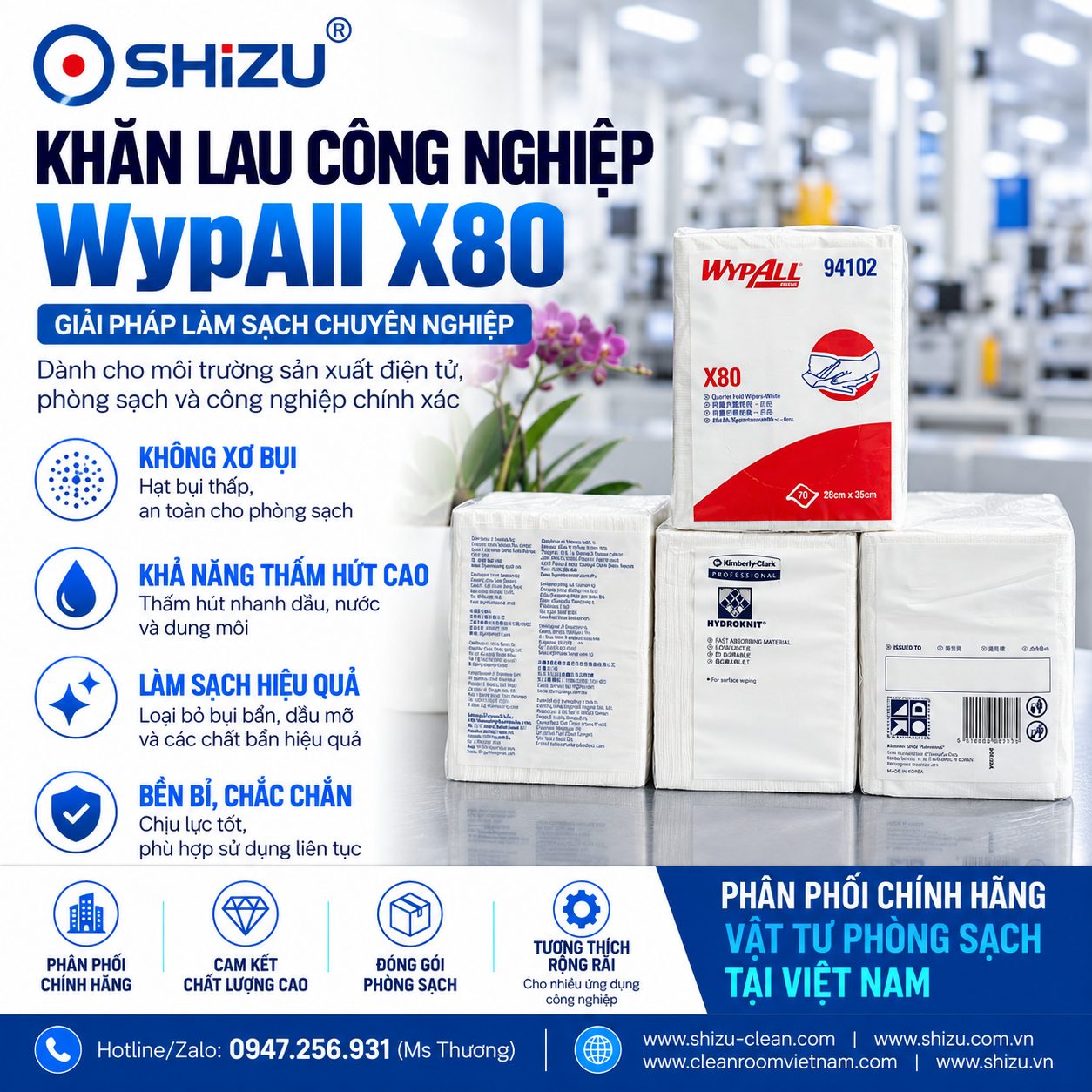 Giấy thấm dầu WypAll X80 mã 94102 do SHiZU phân phối